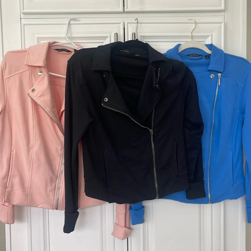 H by Halston Motorcycle style Jacket bundle black rose blue sz 6 & 8
